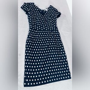 Banana Republic classic Navy and White Polka Dot Midi Dress